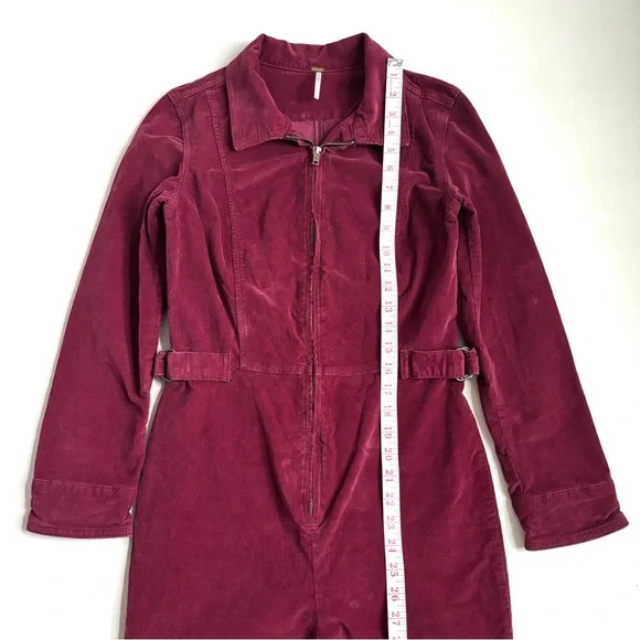 Free People Take Me Out Corduroy Jumpsuit Mulberry Size 4 - Picture 13 of 15
